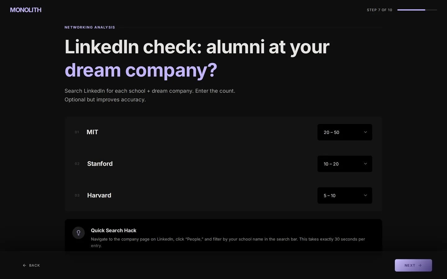 07: Alumni at the dream company, per school